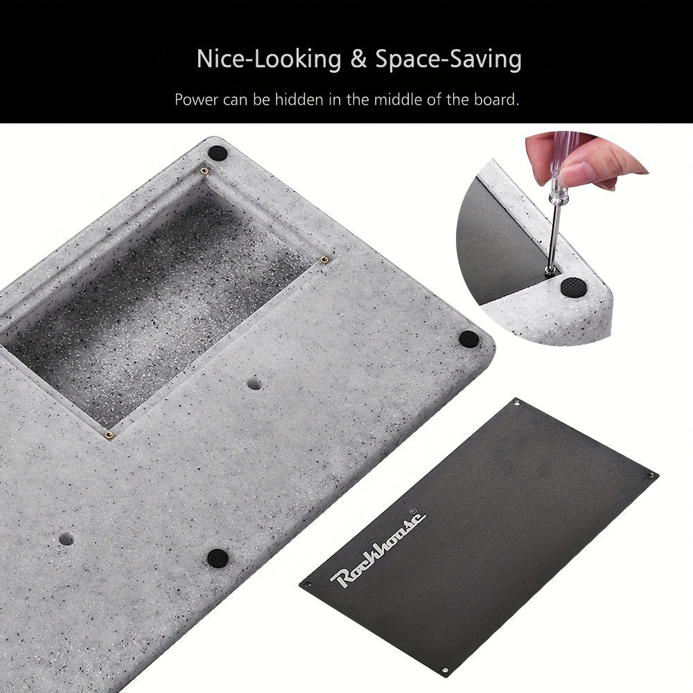 Lightweight Black Guitar Pedal Board with Non-Slip Surface and Hidden Power Supply