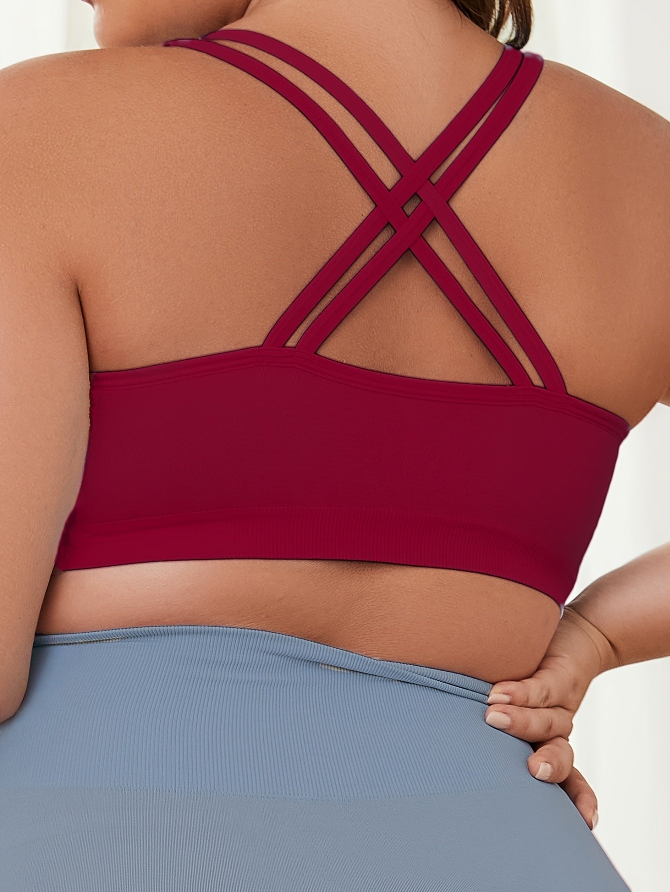 Women's Plus Size Running Bras 3 Pack Breathable Mesh Cross-Back Support