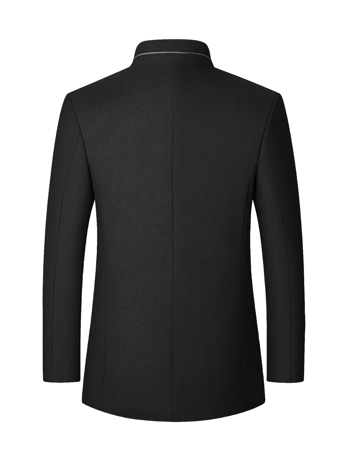 Men's Wool Blend Stand Collar Jacket with Pockets Regular Fit Fall Winter