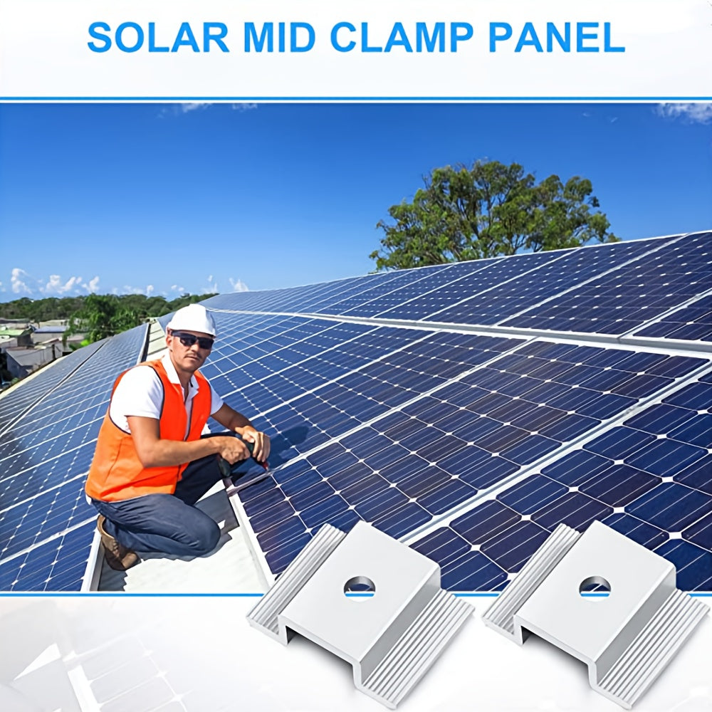 12-Pack Solar Panel Clamps Conductive Metal Mounting Brackets for Solar and Wind Power