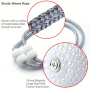 Два магнитных держателя для штор - стильные веревочные держатели для добавления элегантности домашним и офисным занавескам.