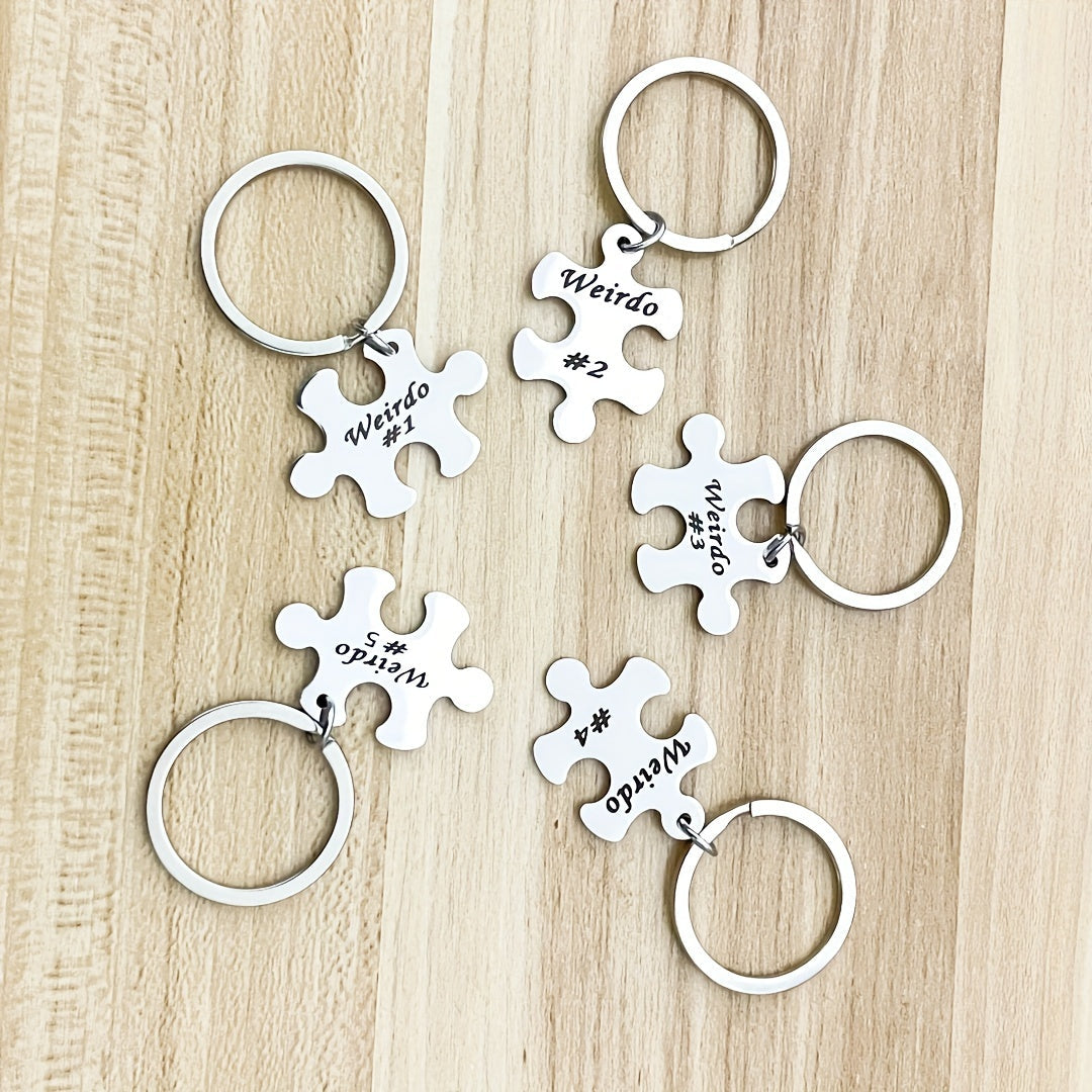 Set of 5-10 Engraved Stainless Steel Best Friends Puzzle Keychains for Graduation Christmas