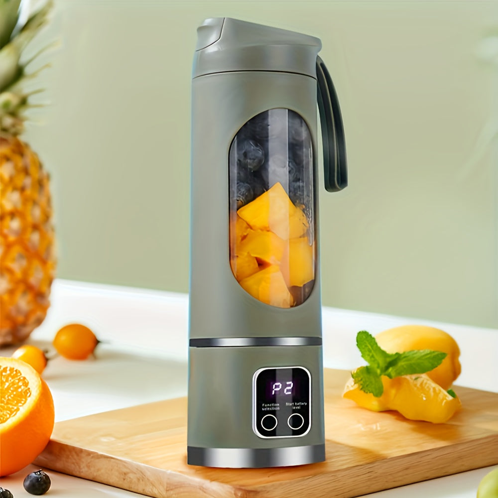 Licuadora portátil recargable por USB con pantalla LED, de grado alimentario ABS, compacta para batidos
