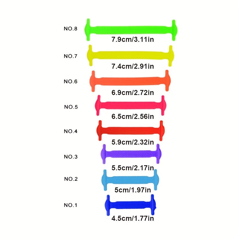 Unisex Elastic Lazy Shoelaces 16PCS Colorful No Tie Easy to Wear