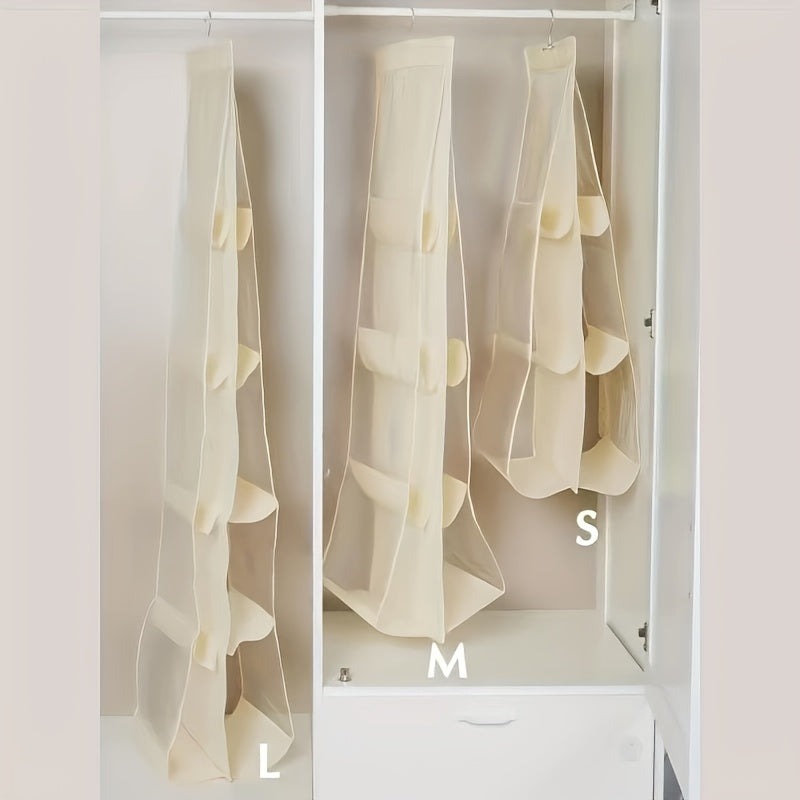 Multi-layer Dustproof Wardrobe Hanging Storage Bag Non-woven Beige