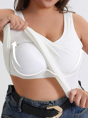 Women's Large Cotton Sports Vest With Built-In Chest Pad for Yoga and Fitness