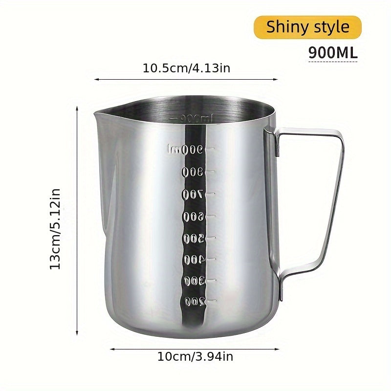 Stainless Steel Frothing Cup with Scale for Hot Milk and Foam, Pointed Spout