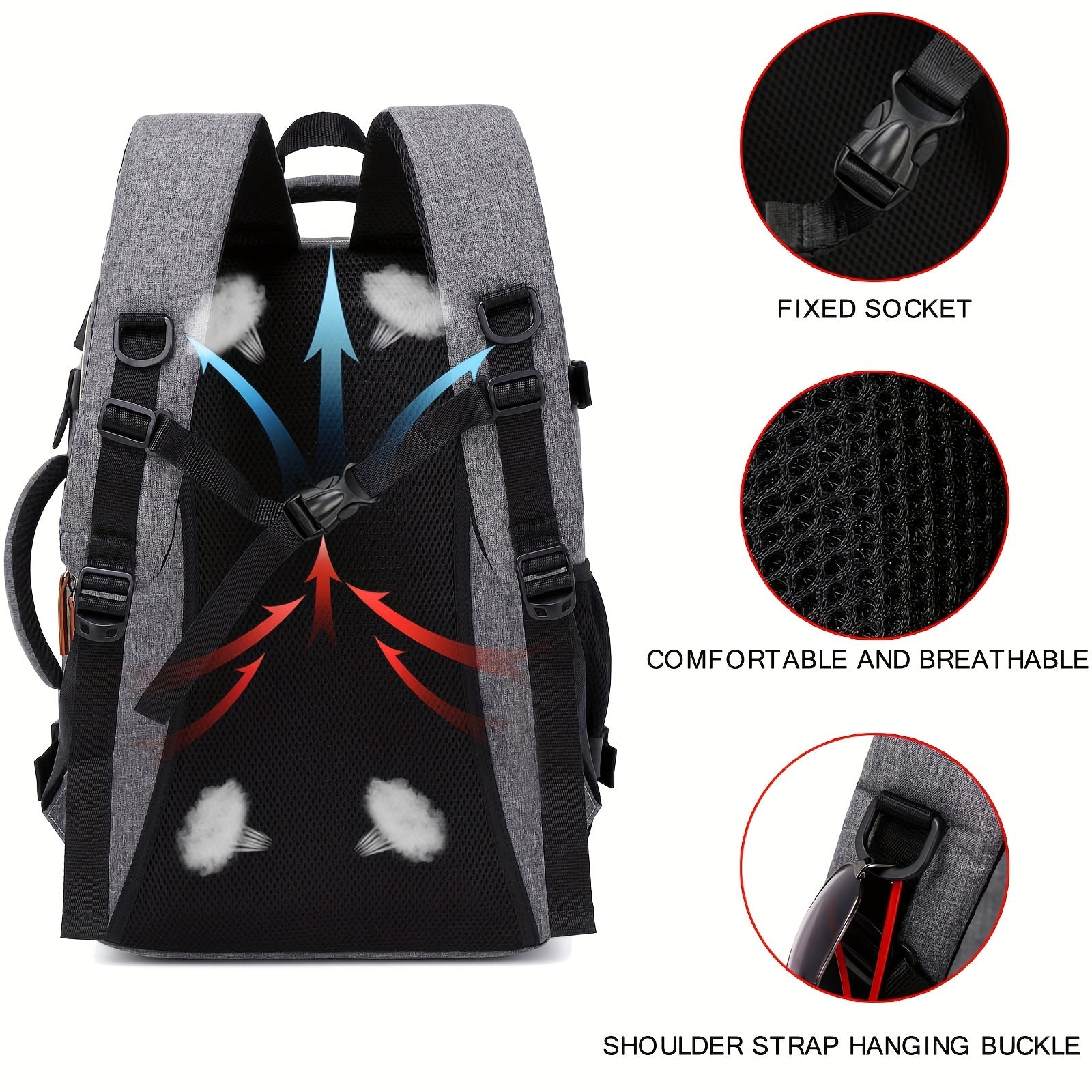 Men's Travel Backpack with Shoe Compartment USB Charging Port 15.6 Inch Laptop Bag for Business and College