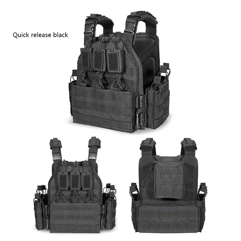 Adult Outdoor Training Vest Water-Resistant Breathable Quick Dismantling Black Polyester