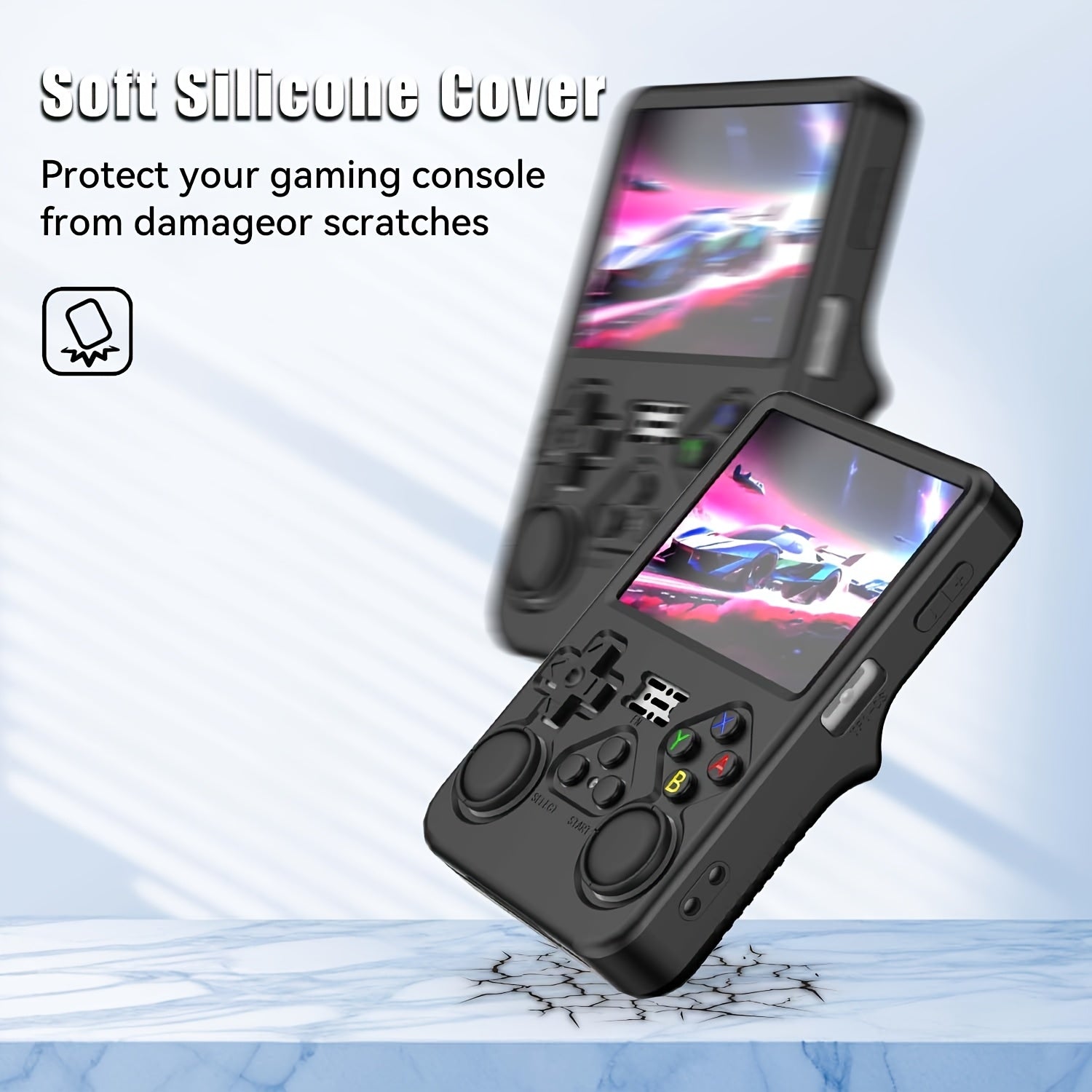 Game Console Silicone Case Black Shockproof Anti-Drop for R36S Handheld