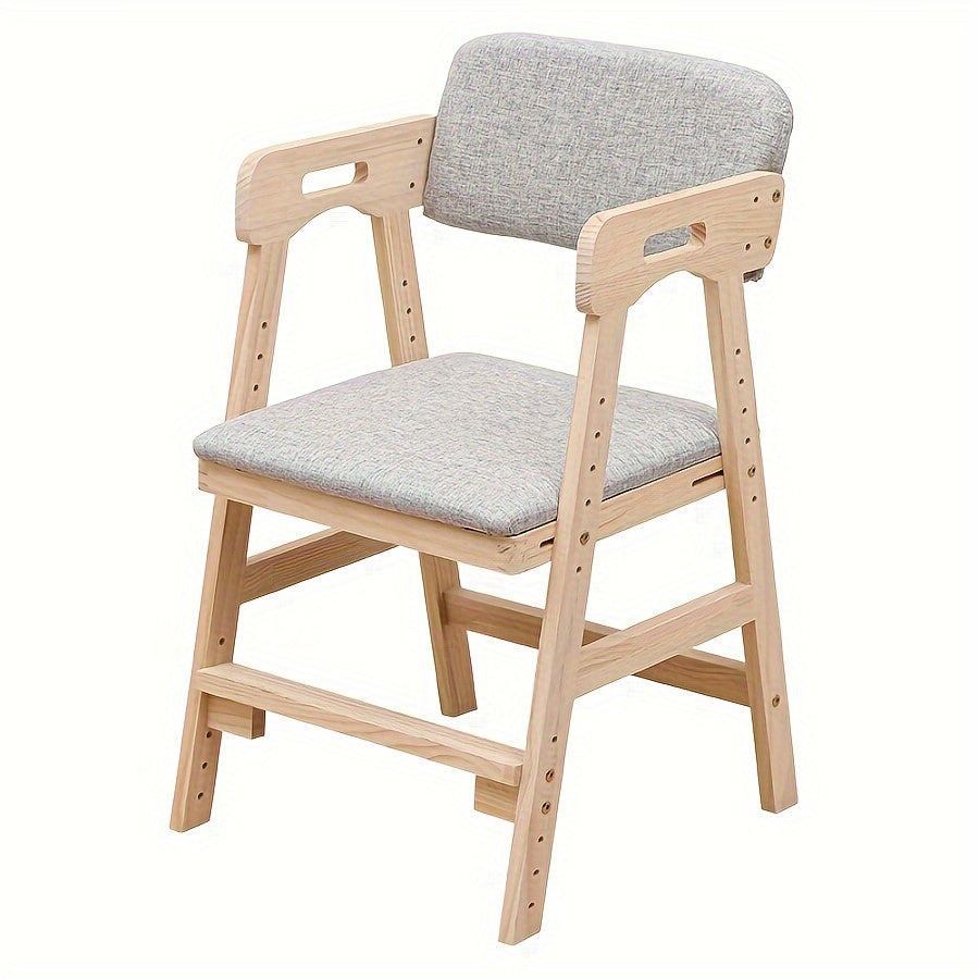 Balandligi sozlanadigan va olib tashlanadigan yostiqli yog'och ofis stuli, o'qish va ovqatlanish uchun ideal. Silliq qoplama bilan ajralib turadi.