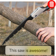 Sierra de mano plegable con hoja de acero aleado y mango ergonómico para jardinería y poda