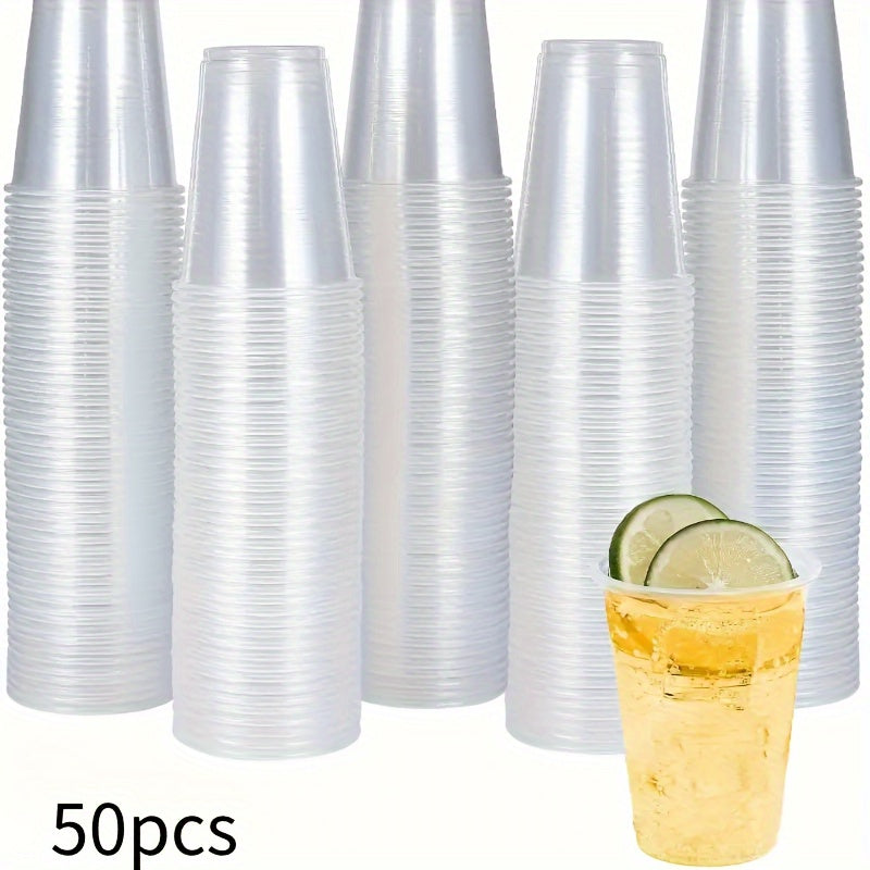 Paquete de 50 vasos de plástico desechables transparentes para agua, ideales para viajes, fiestas y picnics
