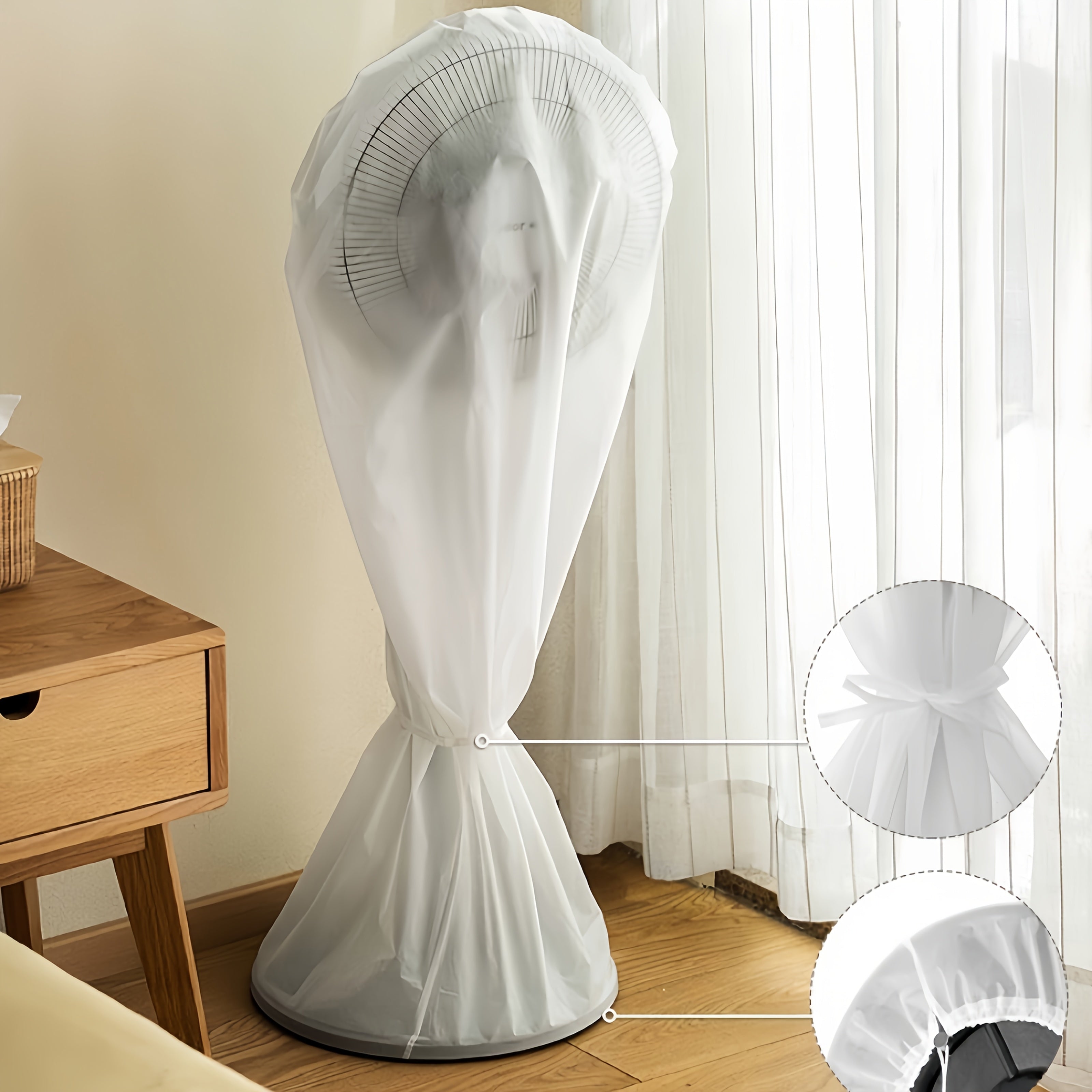 Pedestal va devor ventilyatorlari uchun bardoshli PVC chang yopqichi, shaffof va xavfsiz moslash dizayni bilan, universal moslik.