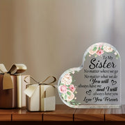 Acrylic Heart-Shaped Plaque with Pink Flower Print for Female Friendship and Gifts