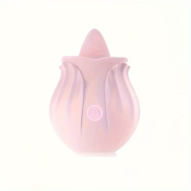 Multi-Function Rose Vibrating Massager with Soft Tongue USB Rechargeable Couples Gift