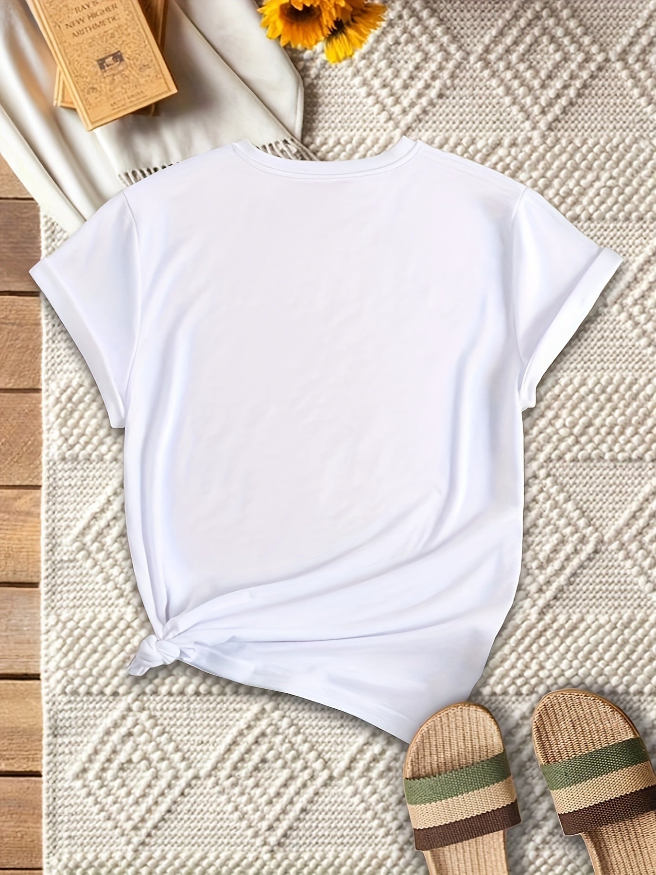 Plus Size Women's Leopard Print Short Sleeve T-Shirt White Casual Summer Wear