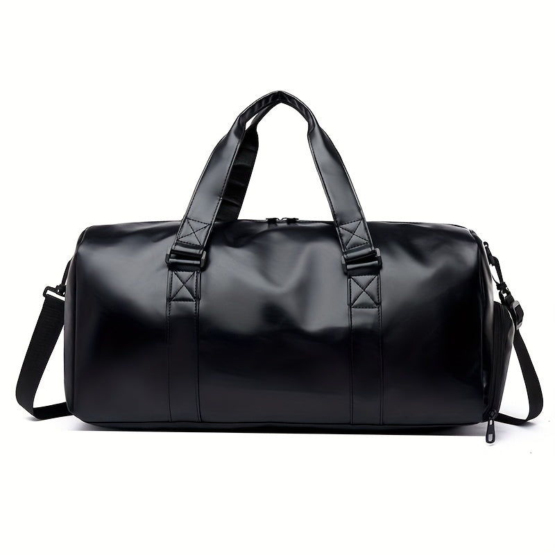 Men's Vintage Black Duffel Bag with Telescopic Handle and Large Capacity