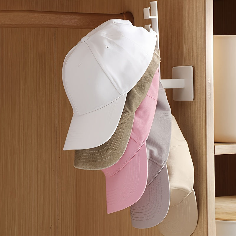 Hat Storage Rack 2 Pieces Wall-Mounted Organizer with 6 Hooks for Caps Bags
