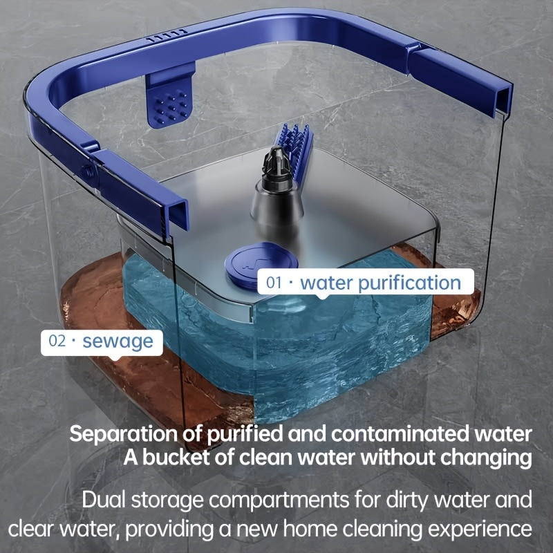Sewage Separation Mop with Rotating Head and Bucket, 3 Fiber Cloths, Easy Cleaning