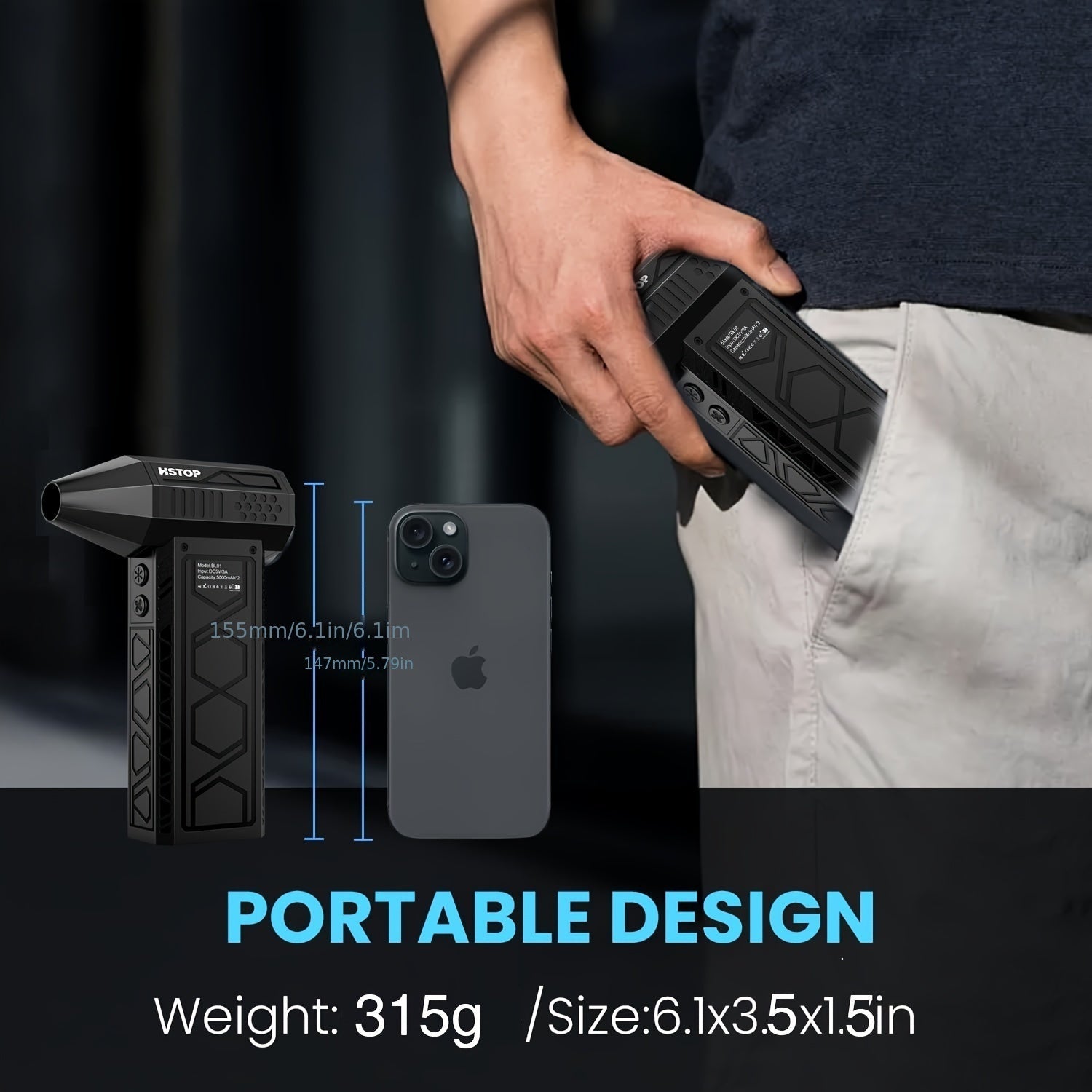 High-Speed Rechargeable Electric Air Duster with LED Light for Electronics and Cleaning