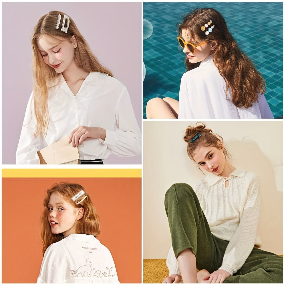 Set of 20 Metal Bobby Pins with Faux Pearl Embellishments in Bow Shape for Women