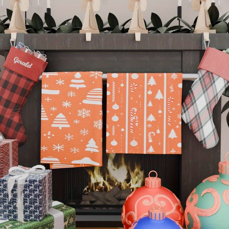 Set of 2 Christmas Kitchen Towels 18x26 Snowflake Merry Christmas Decor