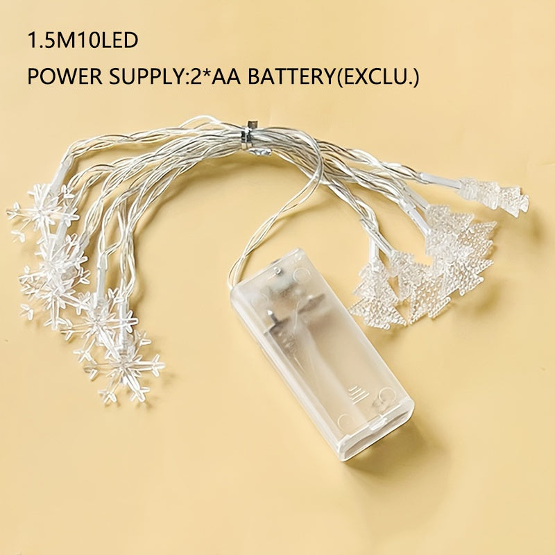 Luces de cadena para árbol de Navidad con diseño de alce y copo de nieve, alimentadas por batería, decoración interior