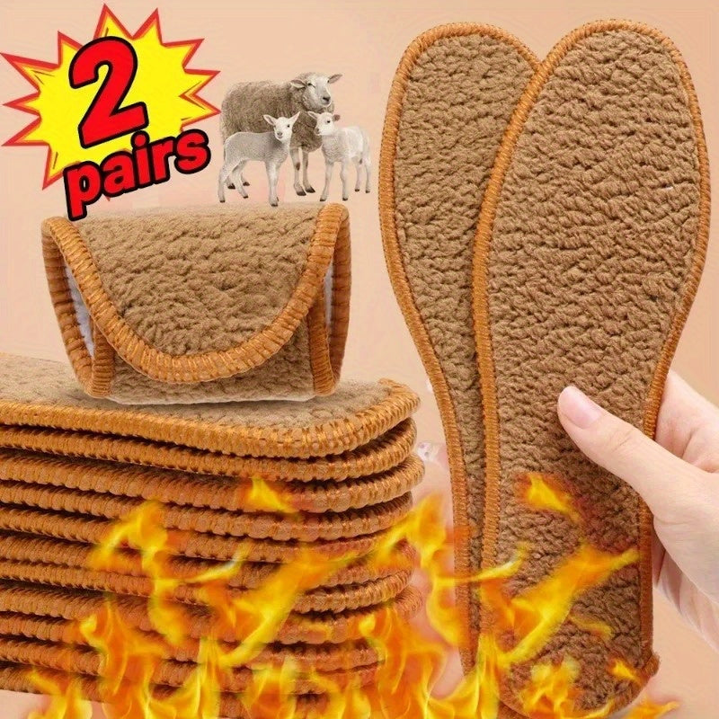 Unisex Winter Alpaca Insoles Soft Plush Breathable Warm Absorbent 2 Pairs