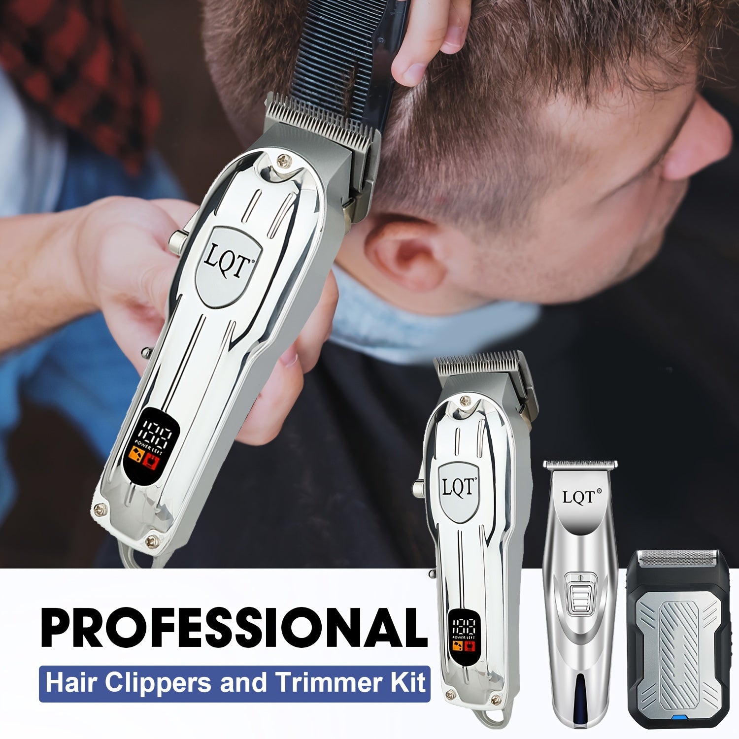 Мужской беспроводной электробритва с умедным дисплеем, перезаряжаемый триммер