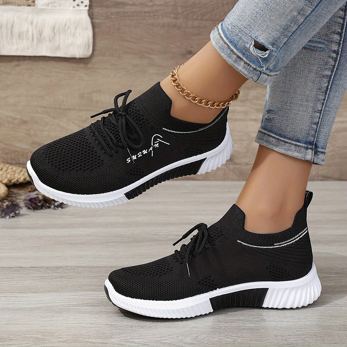 Women's Lightweight Knitted Sneakers for Running and Walking Outdoor Sports