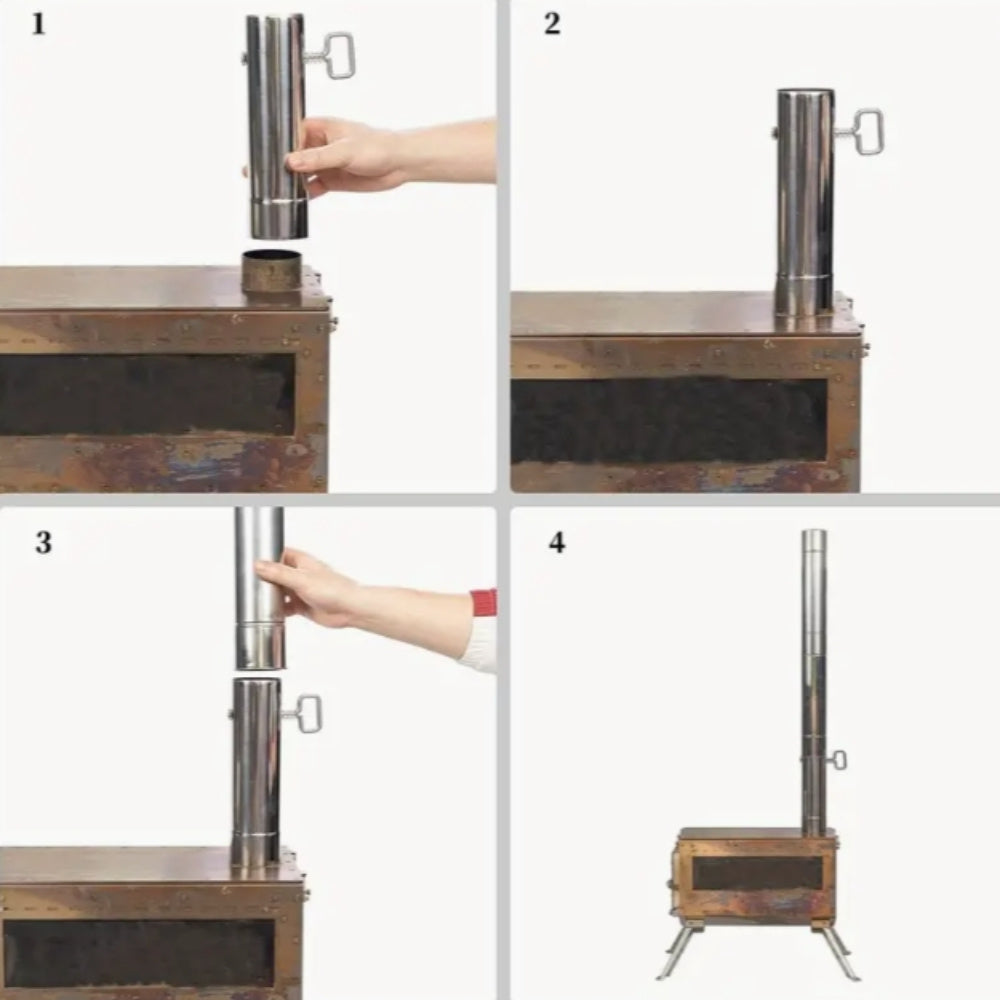 Stainless Steel Chimney Pipe 5.99cm with Dampers for Smoke Exhaust Outdoor Stove