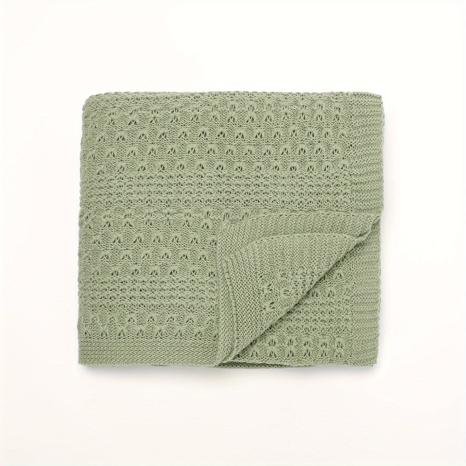 Breathable Knit Blanket for Strollers and Home Use Light Green Sky Blue Summer Solid Color Windproof