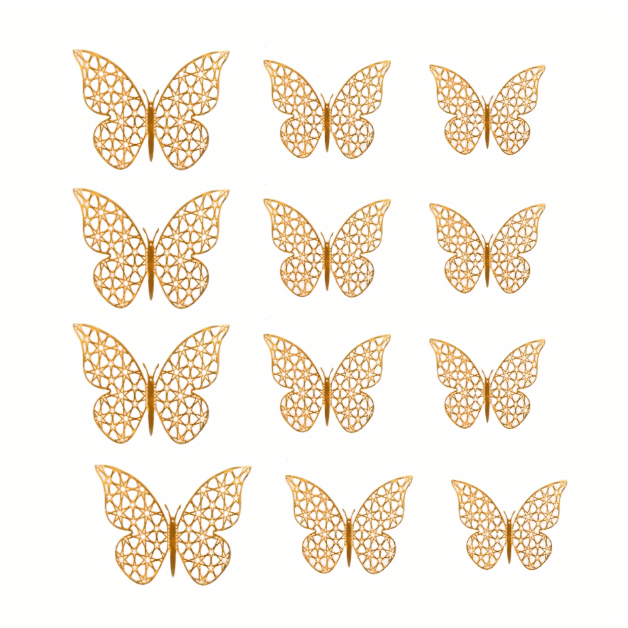 12pcs Gold 3D Butterfly Wall Decals Removable Adhesive for Parties Weddings Nurseries Classroom