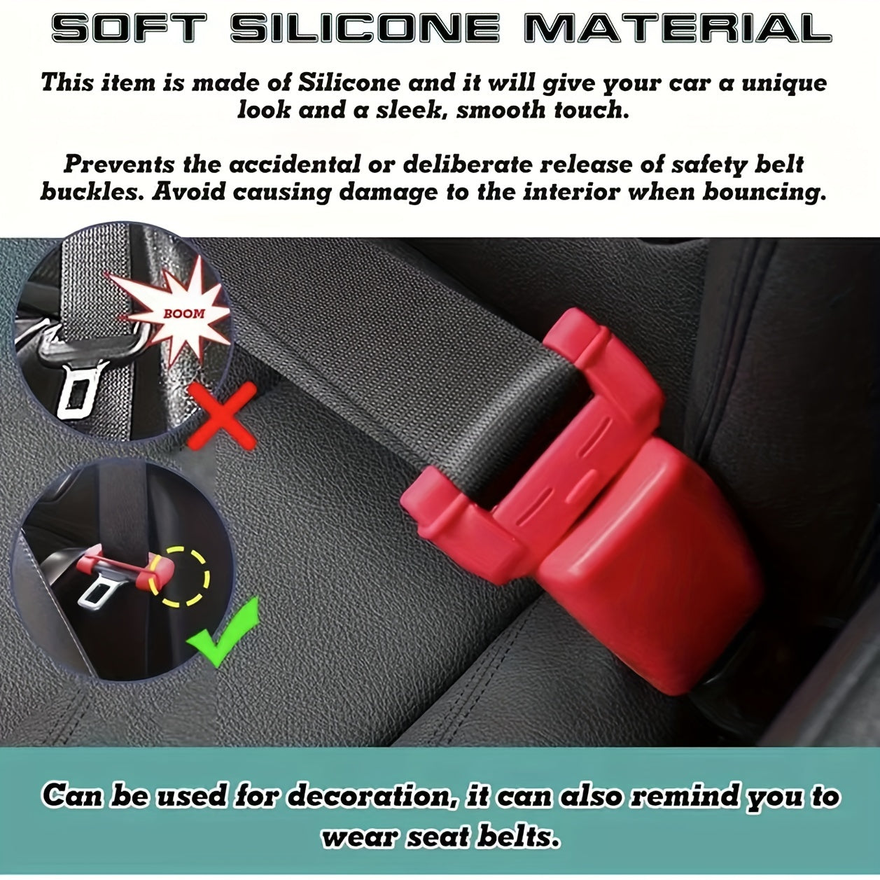 Silicone Car Seat Belt Buckle Protector Anti-Scratch Cover for Safety