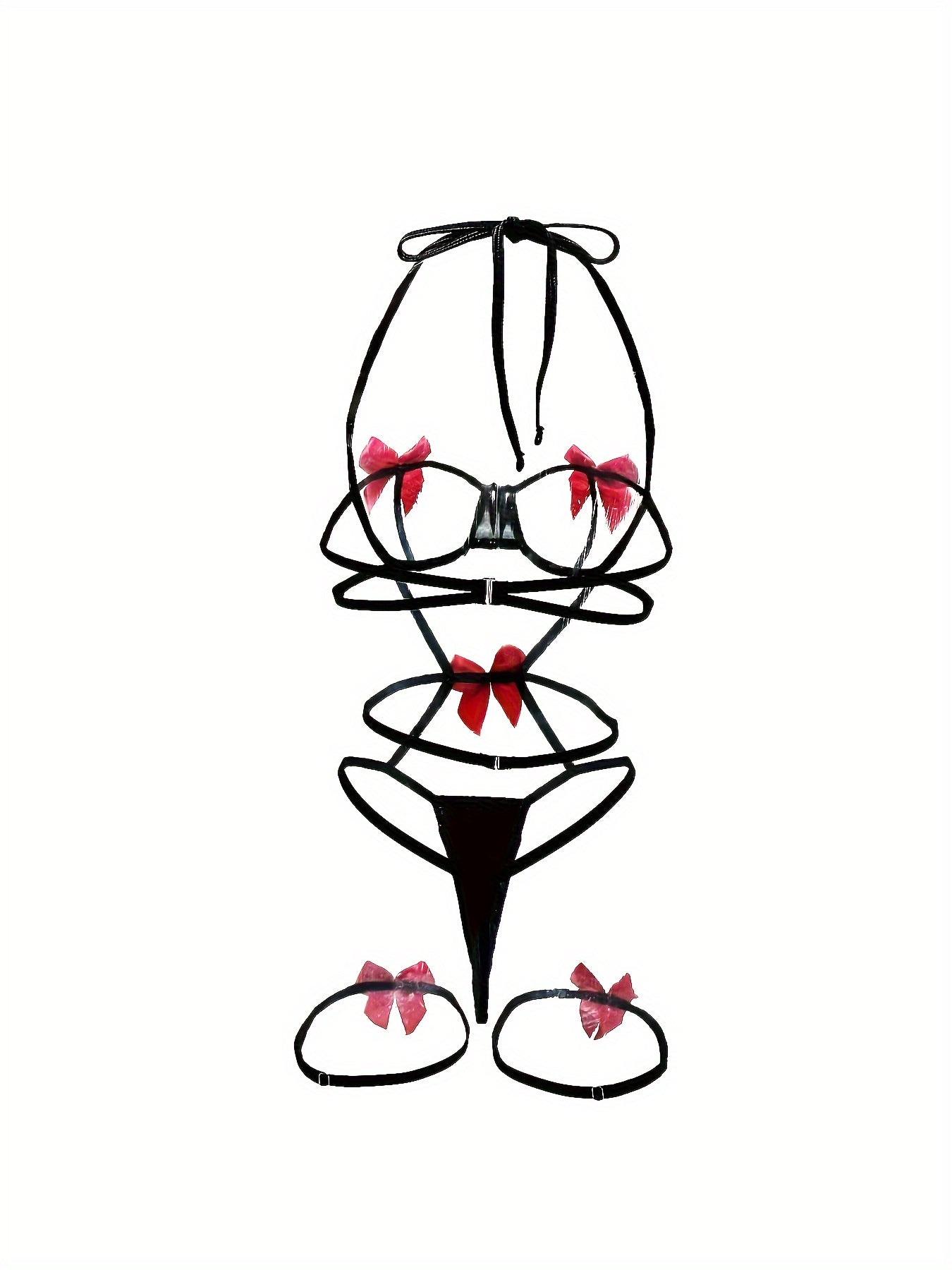 Jozibali bog'ichli teddy, ochiq chashka halter va oyoq halqalari bilan.