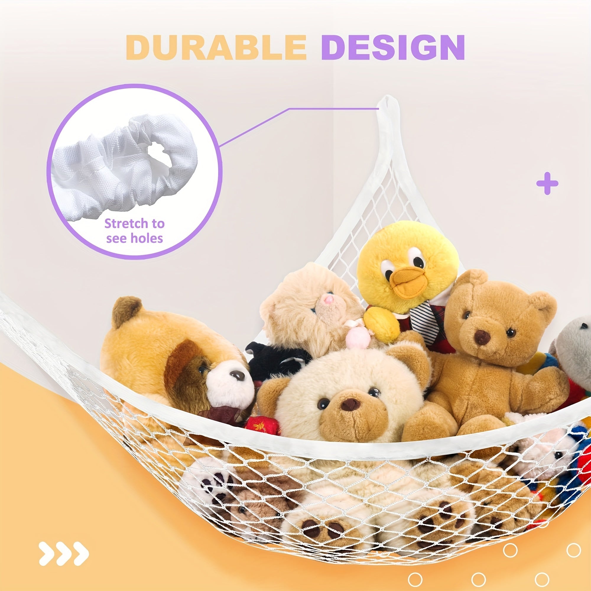 Wall Organizer for Doll Collections with Hooks and Net Hammock for Plush Toys