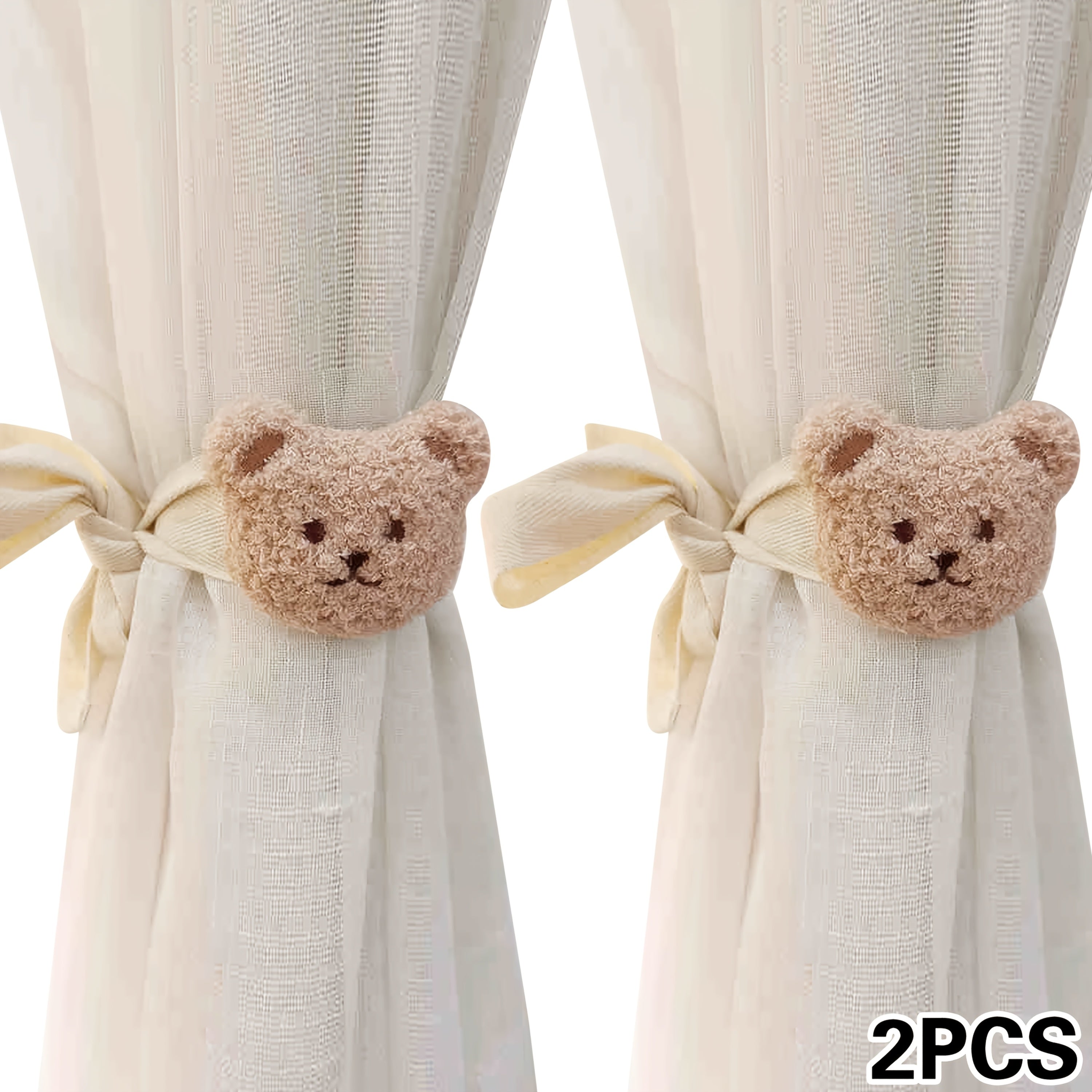 Set of 2 Lion Plush Curtain Tiebacks with 3D Flowers for Bedroom Living Room Decor