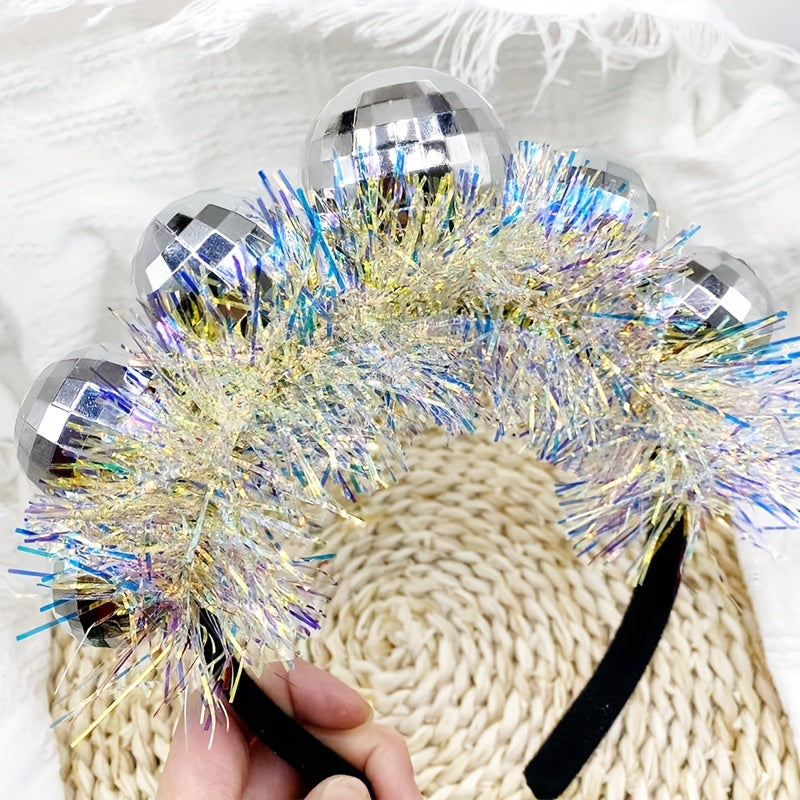 Rhinestone Glitter Disco Ball Headband for Christmas and New Year Festival Party