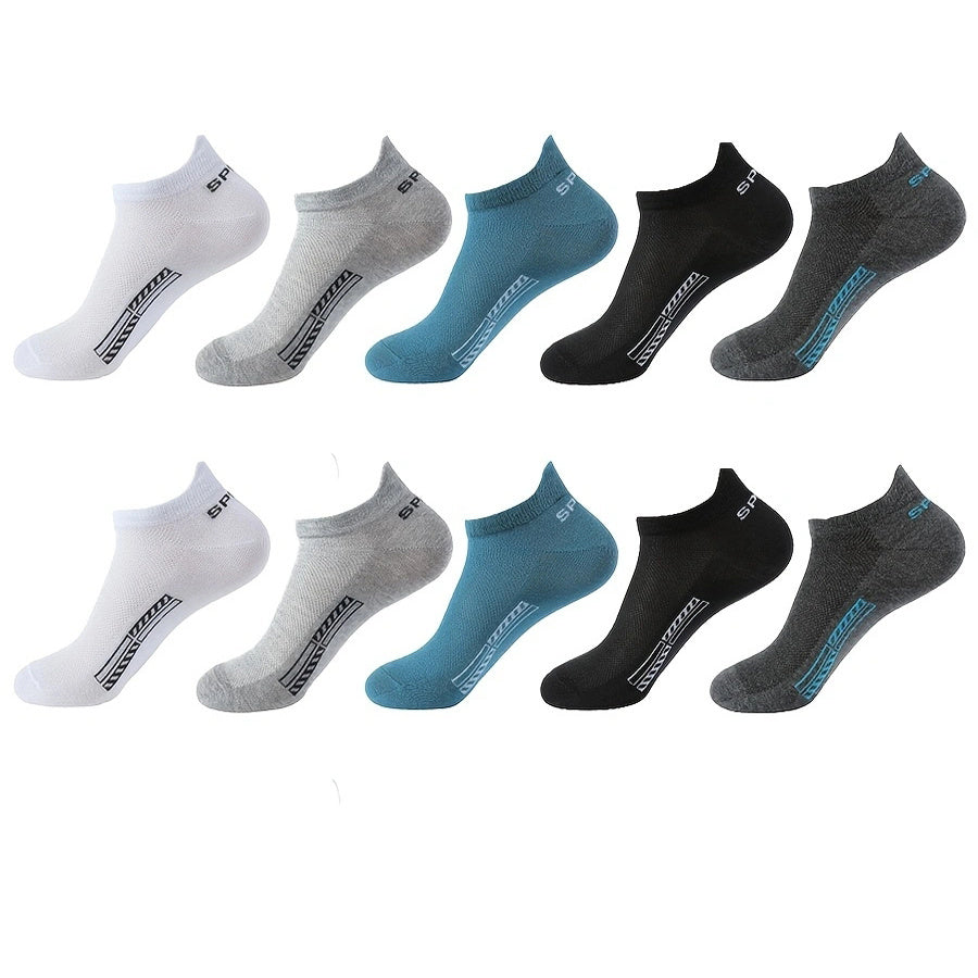 10 Pairs Unisex Low-Cut Breathable Cotton Sport Socks for Outdoor Activities