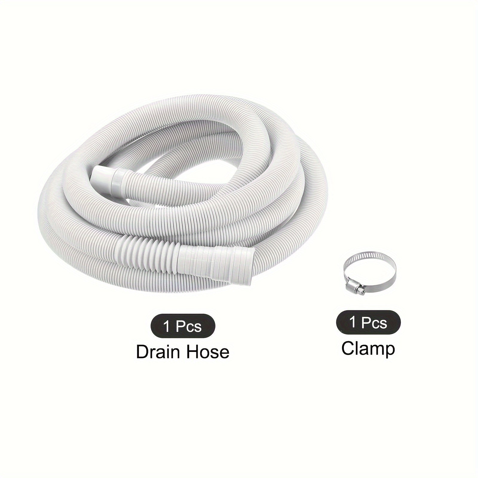 White Washing Machine Drain Hose Flexible Plastic Appliance Accessory