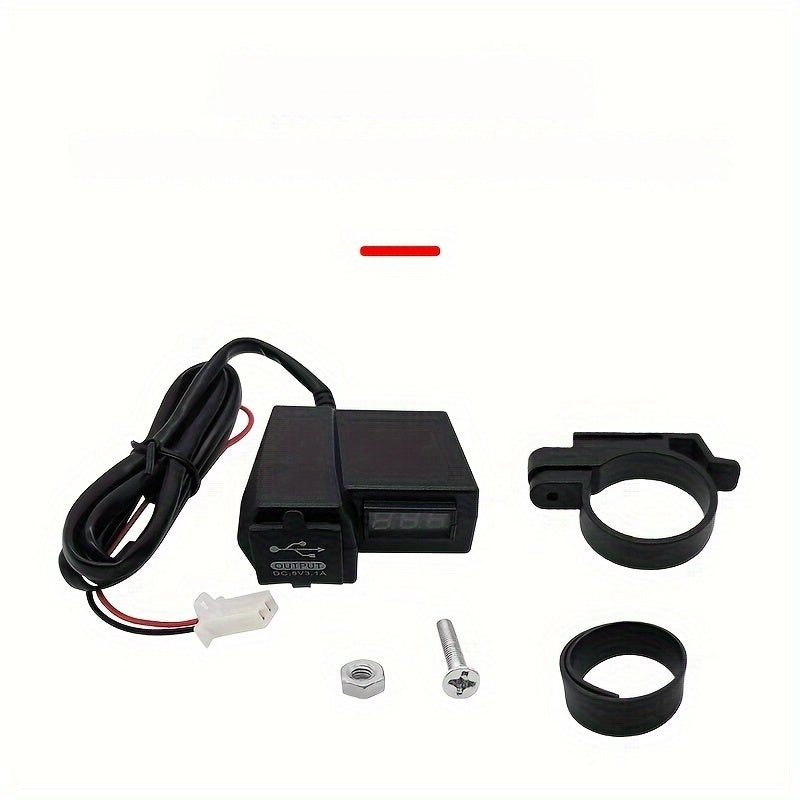 Motorcycle Dual USB Charger With Voltmeter Handlebar Mount