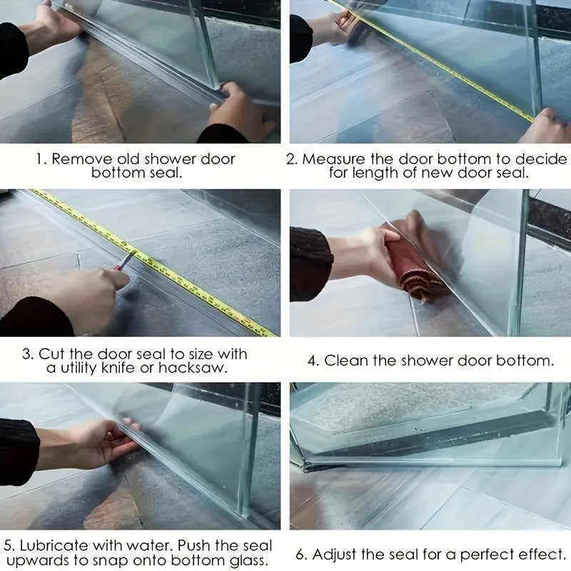 Shower Door Seal Strip for Leak Prevention, Easy to Install, Frameless Design