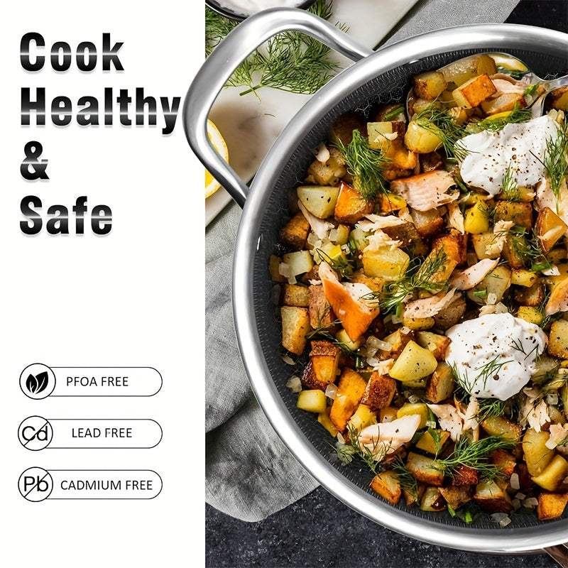 6-Quart Stainless Steel Soup Pot with Non-Stick Coating and Glass Lid