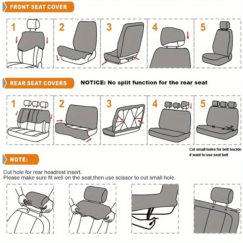Universal PVC charm qoʻyiladigan avtomobil oʻrindiq qopqogʻi toʻplami, xavfsiz airbag, chang va ifloslikdan himoya