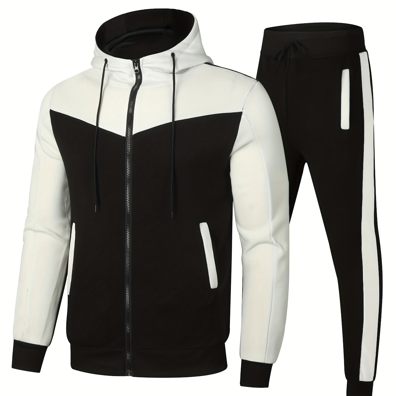 Conjunto deportivo de dos piezas para hombre, sudadera con capucha y joggers, ropa deportiva transpirable de poliéster para primavera y otoño