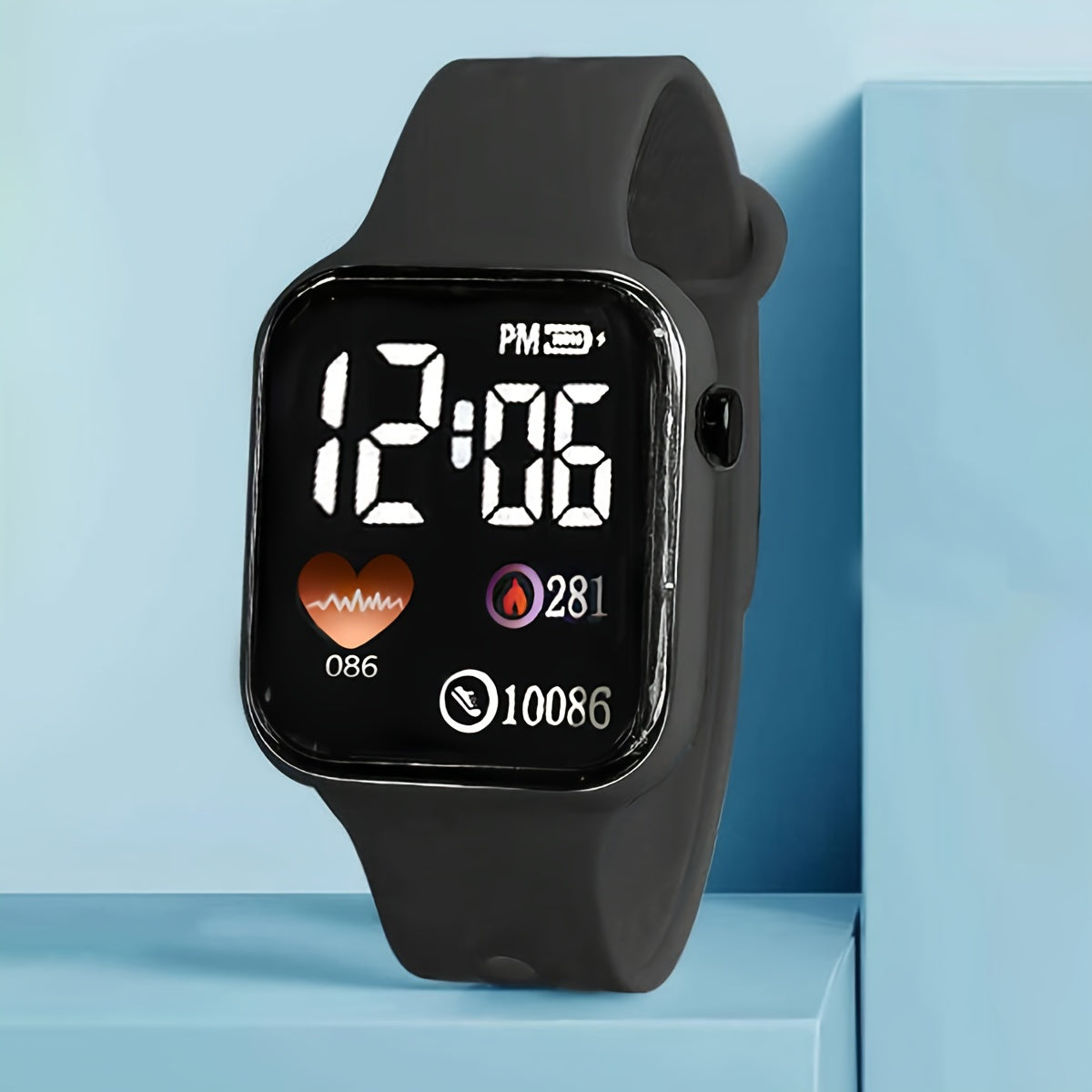 Women's Digital Watch with Silicone Band Analog Digital Display Square Plastic Case