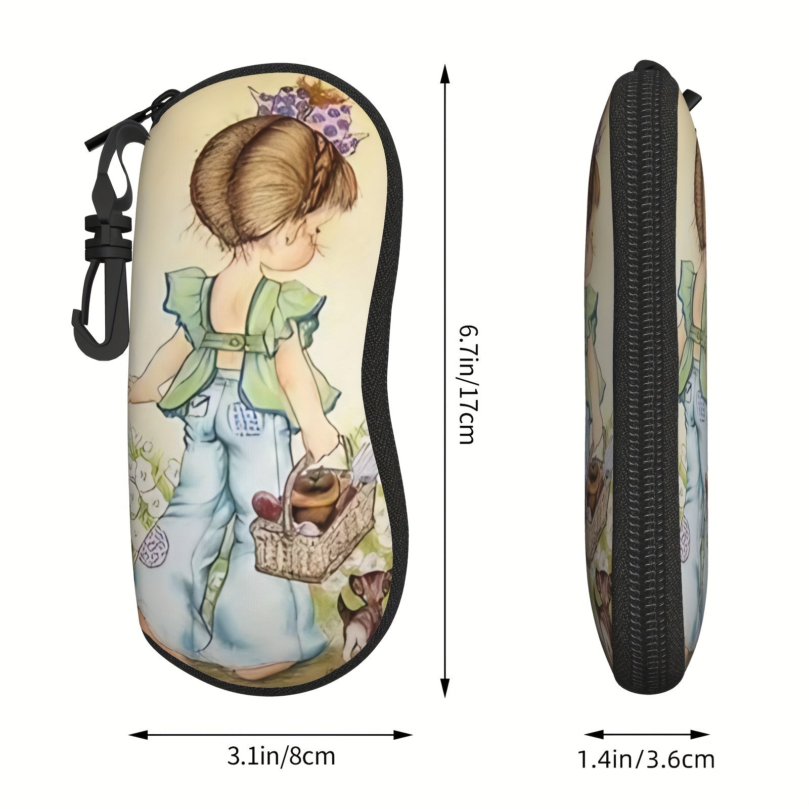 Erkaklar va ayollar uchun nozik illyustratsiya dizayni yengil ko'zoynak sumkasi - Sarah Kay portativ yumshoq ko'zoynak qutisi zıppıgı bilan