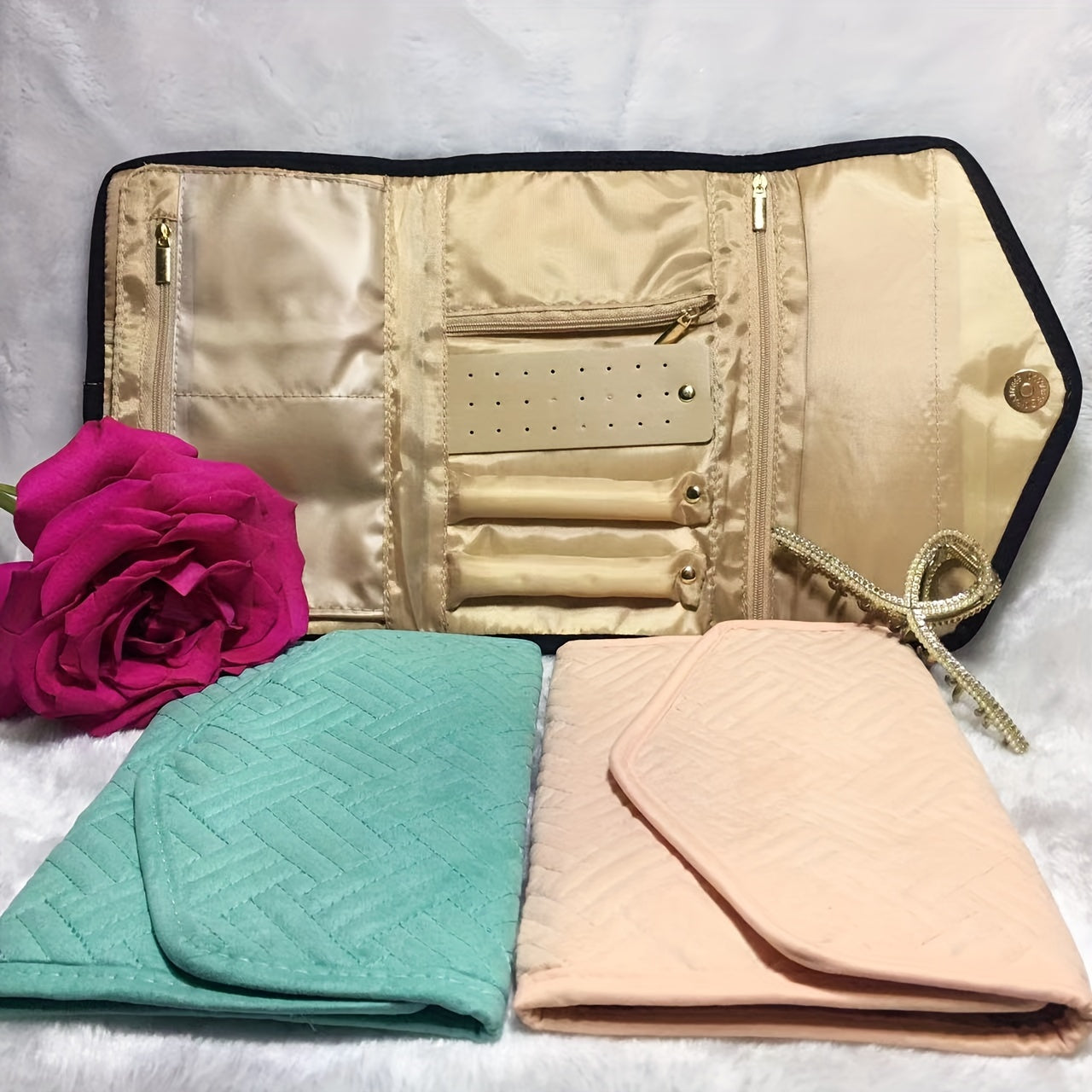 Suv o'tkazmaydigan sayohat uchun zargarlik buyumlarini saqlash sumkasi, yig'iladigan, portativ tashkilotchi