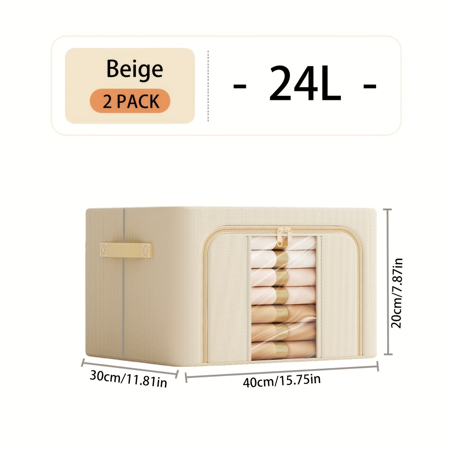 Storage Bins with Metal Frame and Clear Window for Winter and Spring Large Capacity Foldable Stackable Organizer